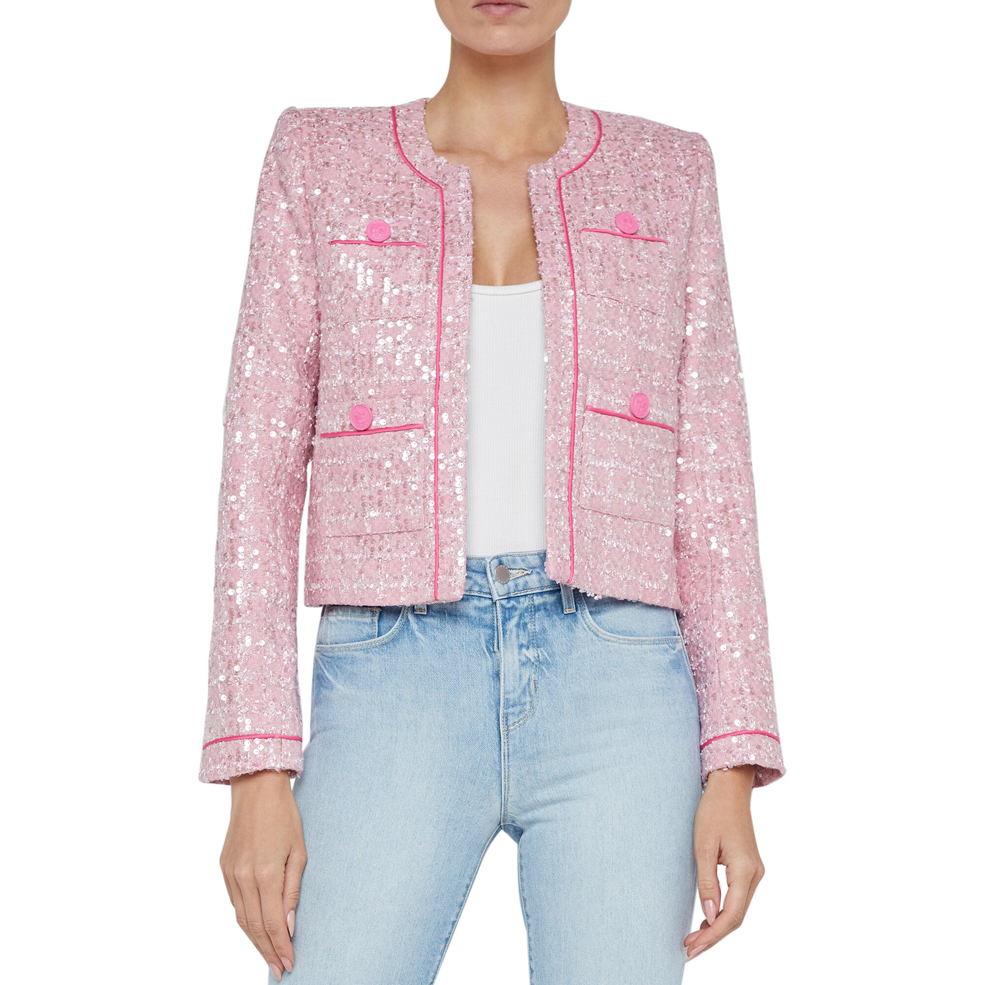 L'Agence Niko Bracelet Sleeve Sequin Tweed Jacket | Tootsies