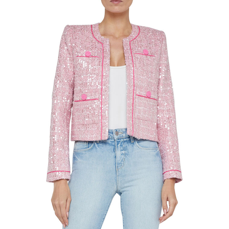 Niko Bracelet Sleeve Sequin Tweed Jacket image number null