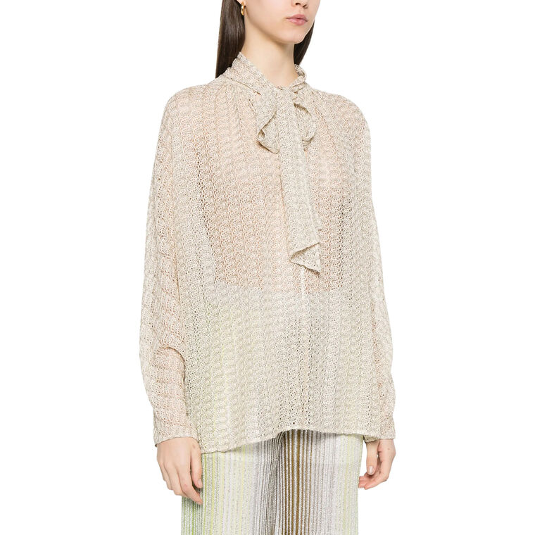 Neck Tie Long Sleeve Blouse image number null