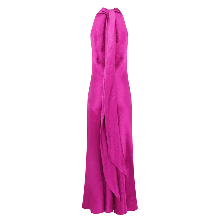 Hammered Satin Halter Neck Gown image number null