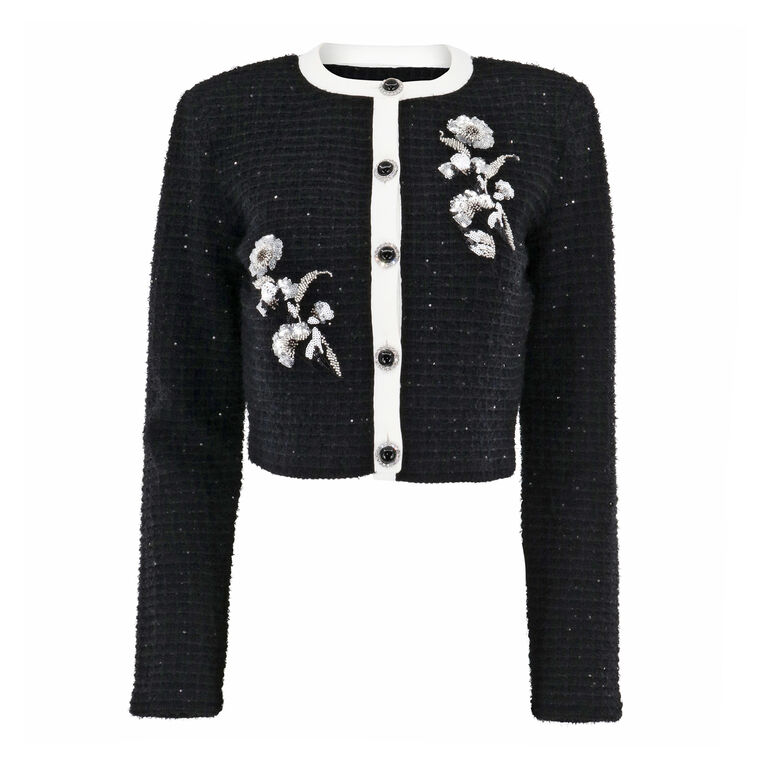 Floral Textured Knit Jacket image number null