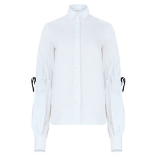 Long Sleeve Cotton Poplin Shirt With Bow Details