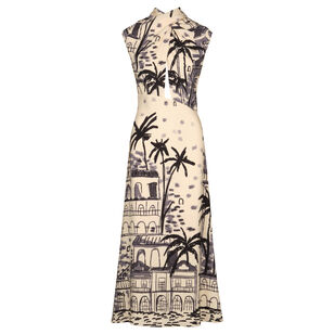 Interdimensional Sleeveless Silk Midi Dress