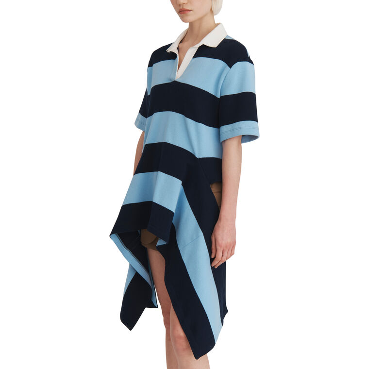 Striped Cascade Half Placket Knitted Top image number null