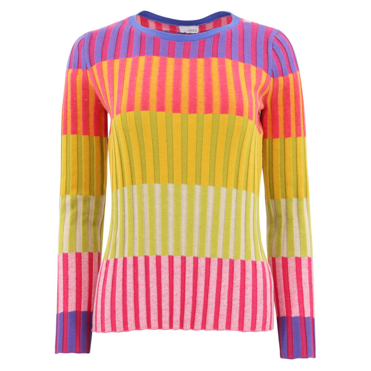 Colorblock Multi Rib Crew Neck Sweater image number null