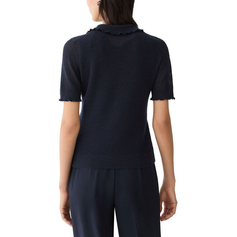 Cashmere Pointelle Polo Top image number null