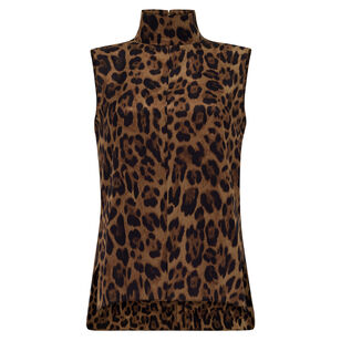 Varick Sleeveless Mock Neck Top In Printed Silk Charmeuse