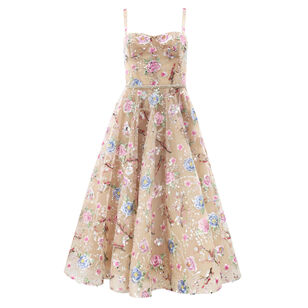 Mademoiselle Embroidered Floral Midi Dress