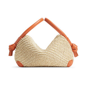 Loop Top Handle Raffia Clutch