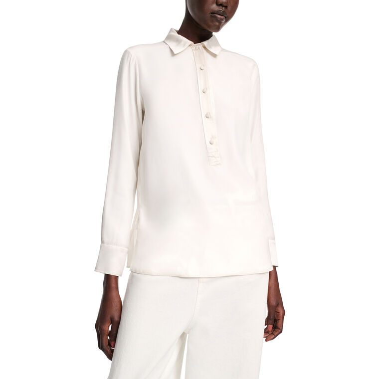 Sense of Shine Long Sleeve Silk Satin Blouse image number null