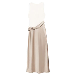 Cobee Ribbed Jersey and Slip Satin Dress