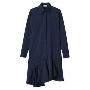 Long Sleeve Asymmetric Mini Shirtdress