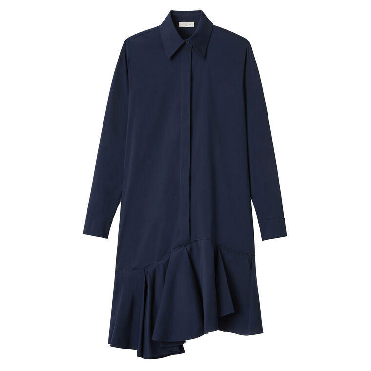 Long Sleeve Asymmetric Mini Shirtdress image number null