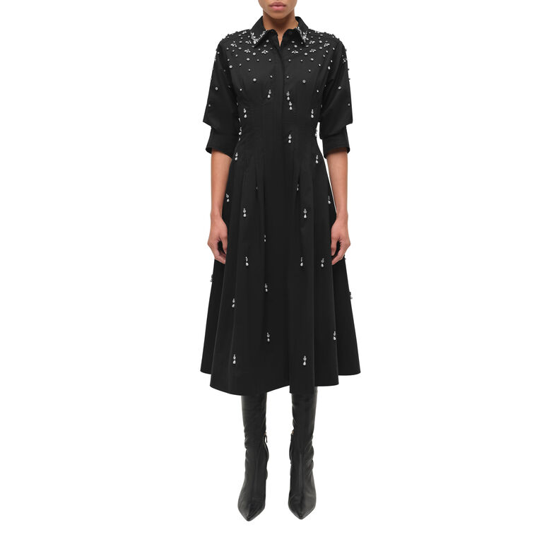 Jazz Embellished Pintuck A-Line Midi Dress image number null