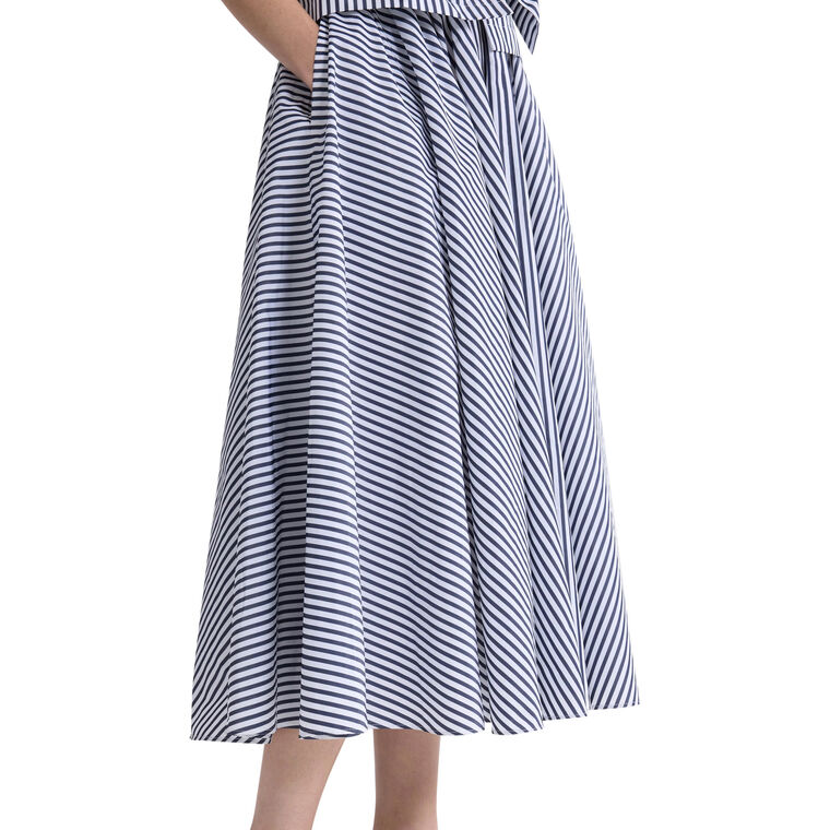 Elasticated Waist Striped Midi Skirt image number null