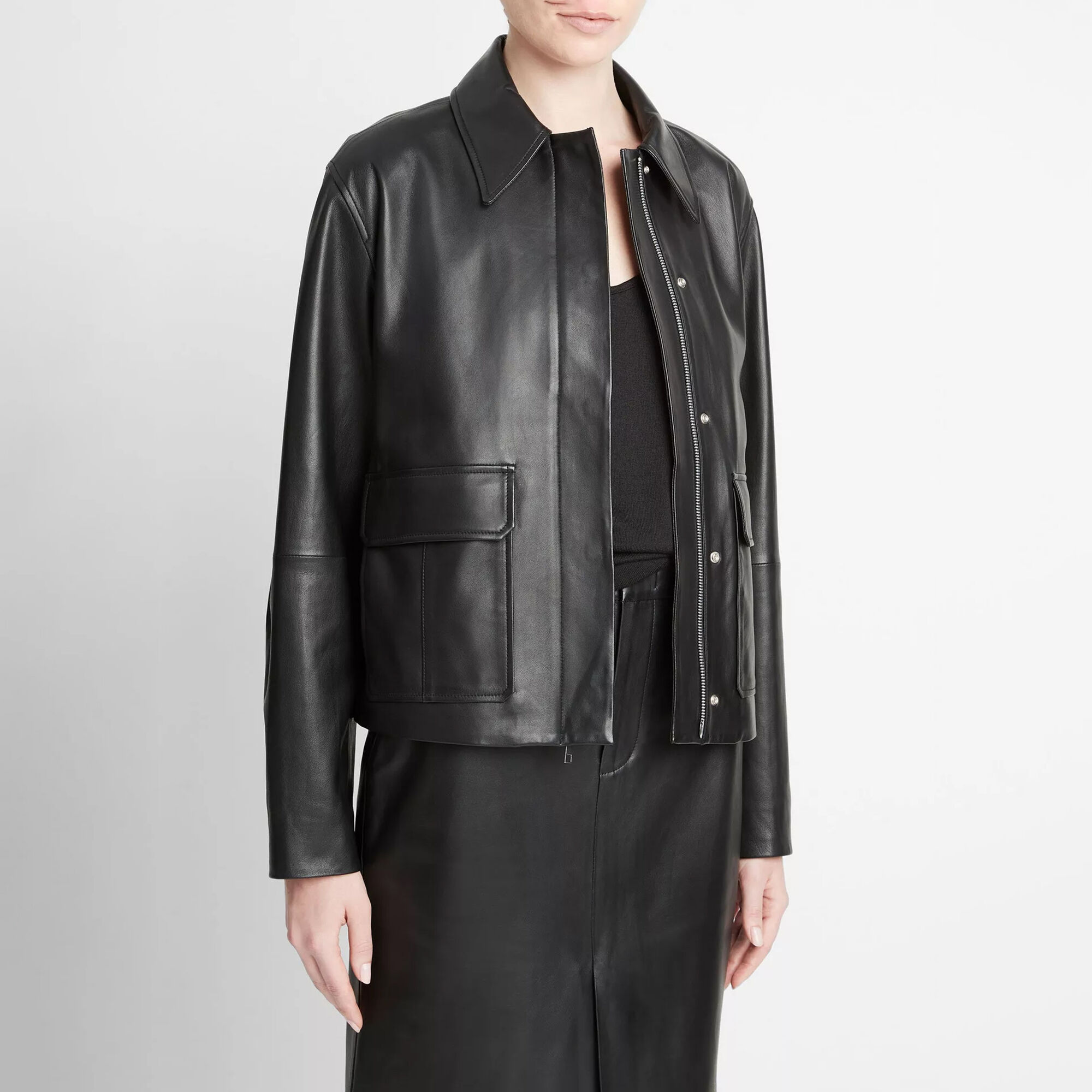 Leather Zip-Front Jacket