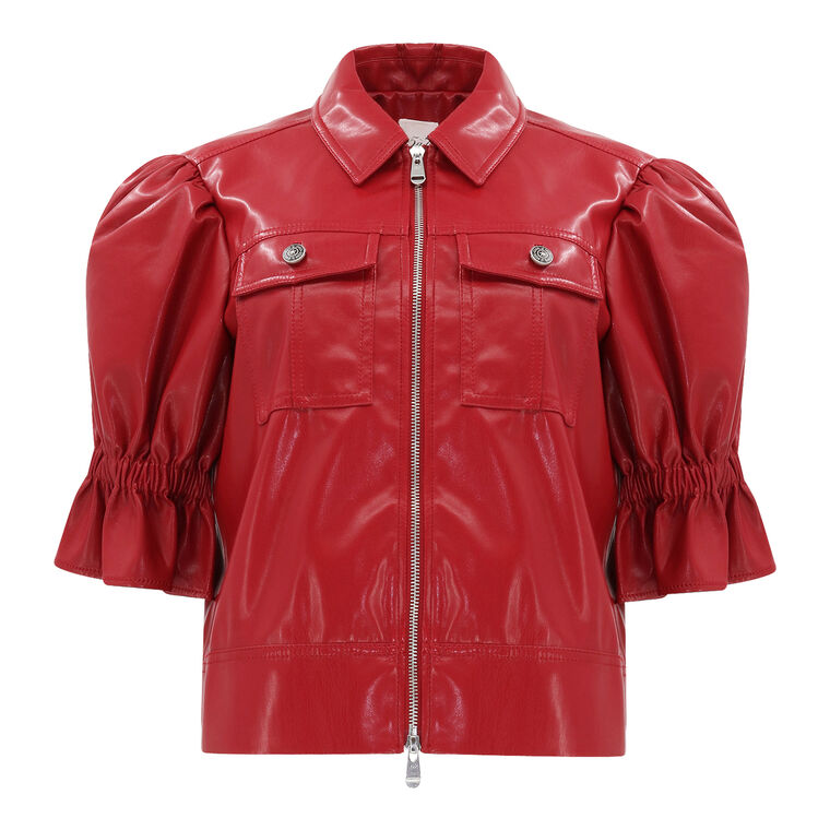 Lite Vegan Leather Puff Sleeve Holly Jacket image number null