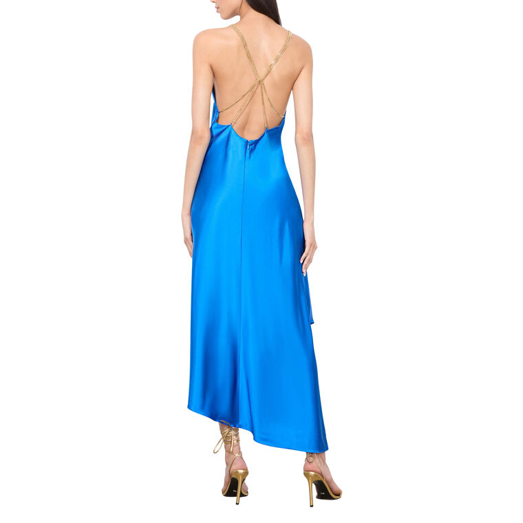 Savana Deep V Chain Strap Asymmetric Hem Midi Dress image number null