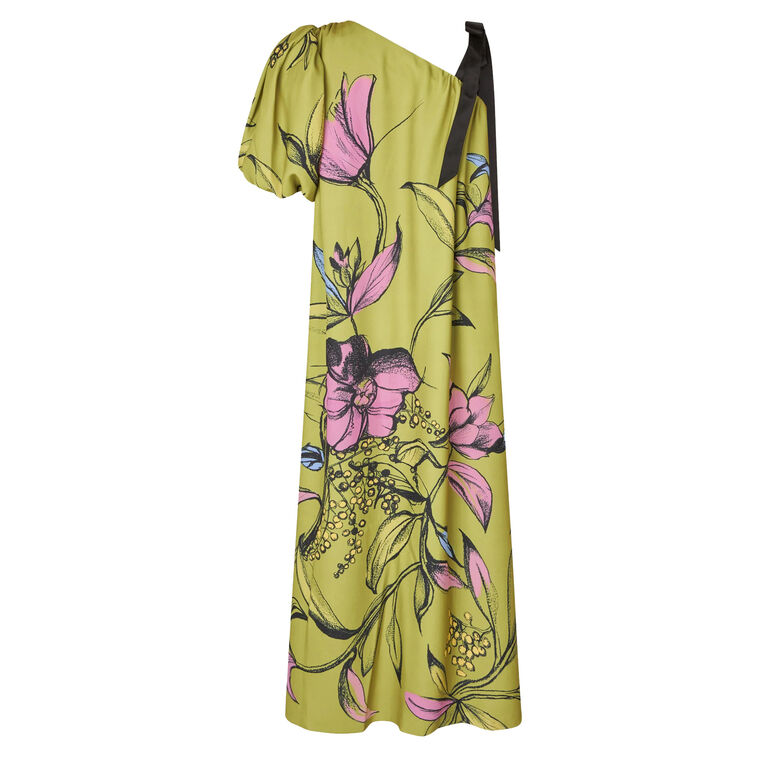 One Sleeve Maxi Dress With Bow Strap image number null