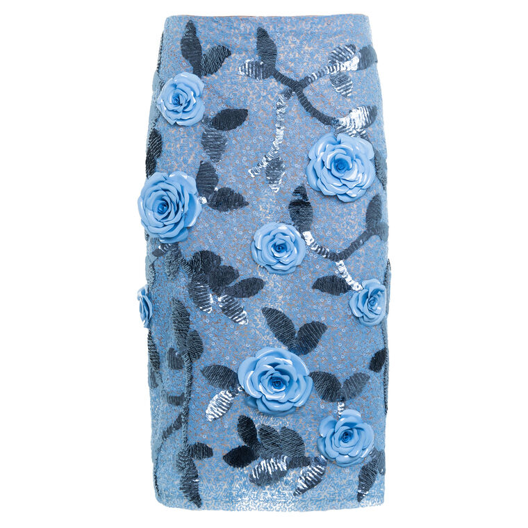 Classic Embroidered Sequins Midi Skirt image number null