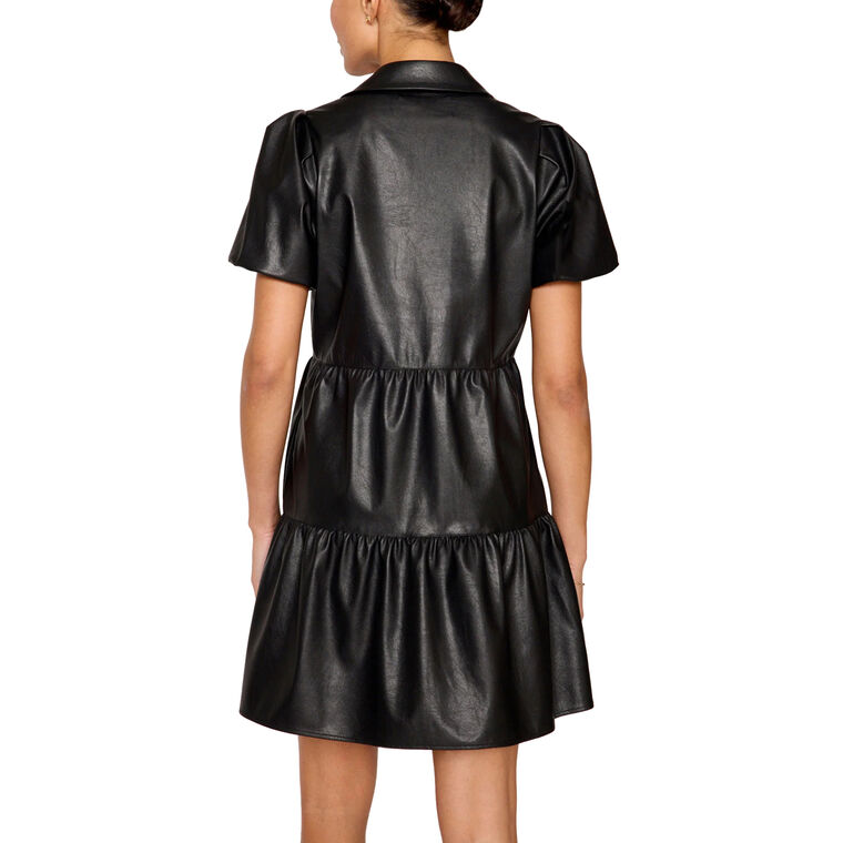 The Havana Vegan Leather Mini Dress image number null
