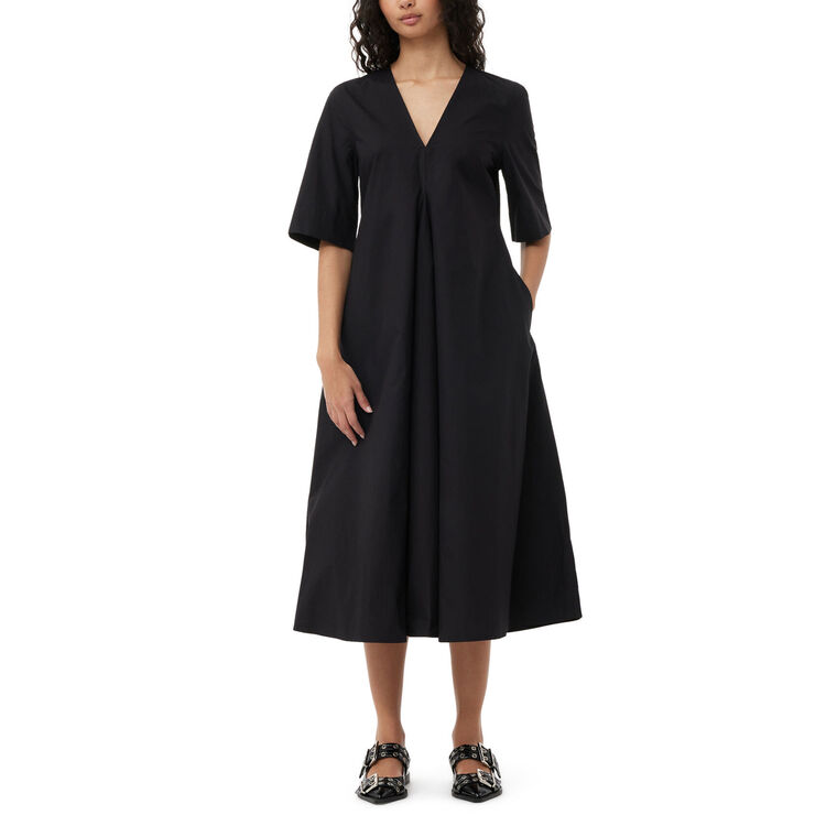 Cotton Poplin V-Neck Dress image number null