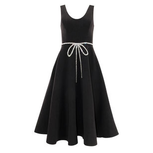 Helena Sleeveless Crystal Bow Fit And Flare Midi Dress