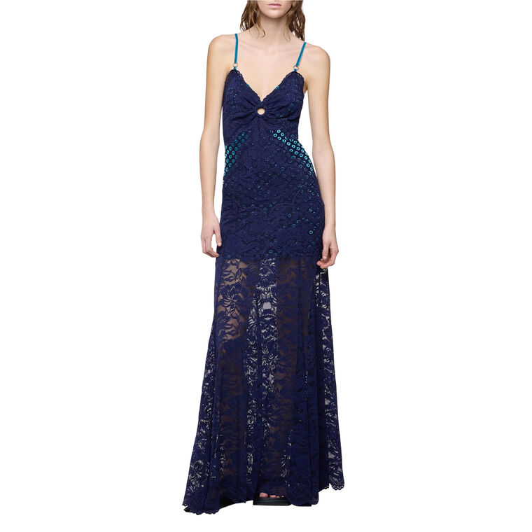 Spaghetti Strap Lace Maxi Dress image number null