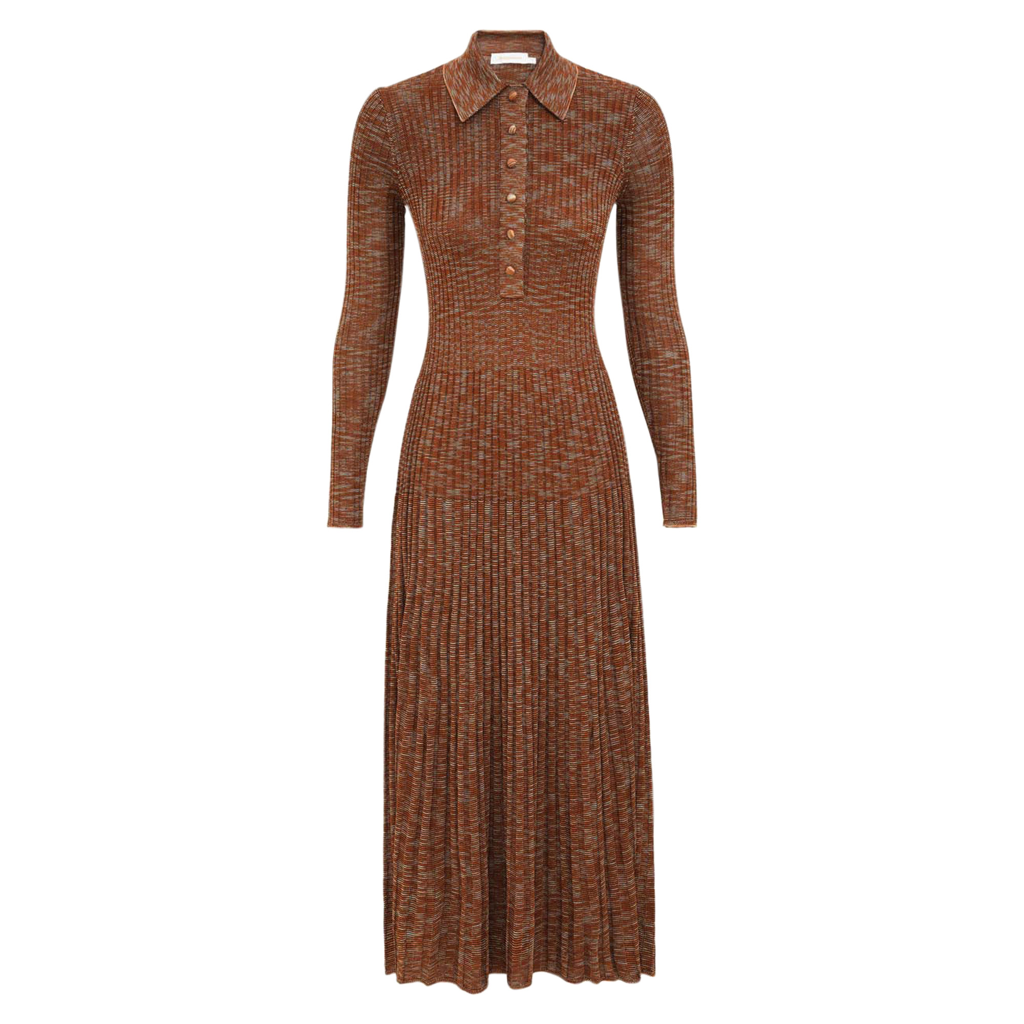 Mouline Rib Polo Midi Dress