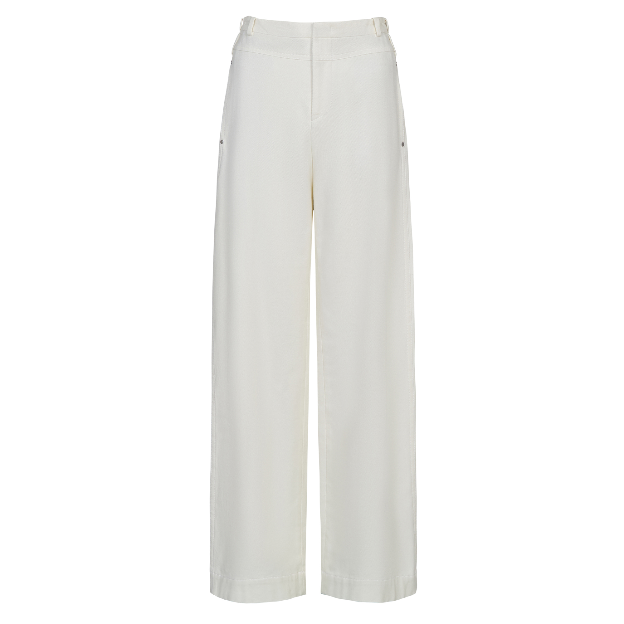 Mid Rise Italian Cotton Double-Waist Utility Wide Leg Pant