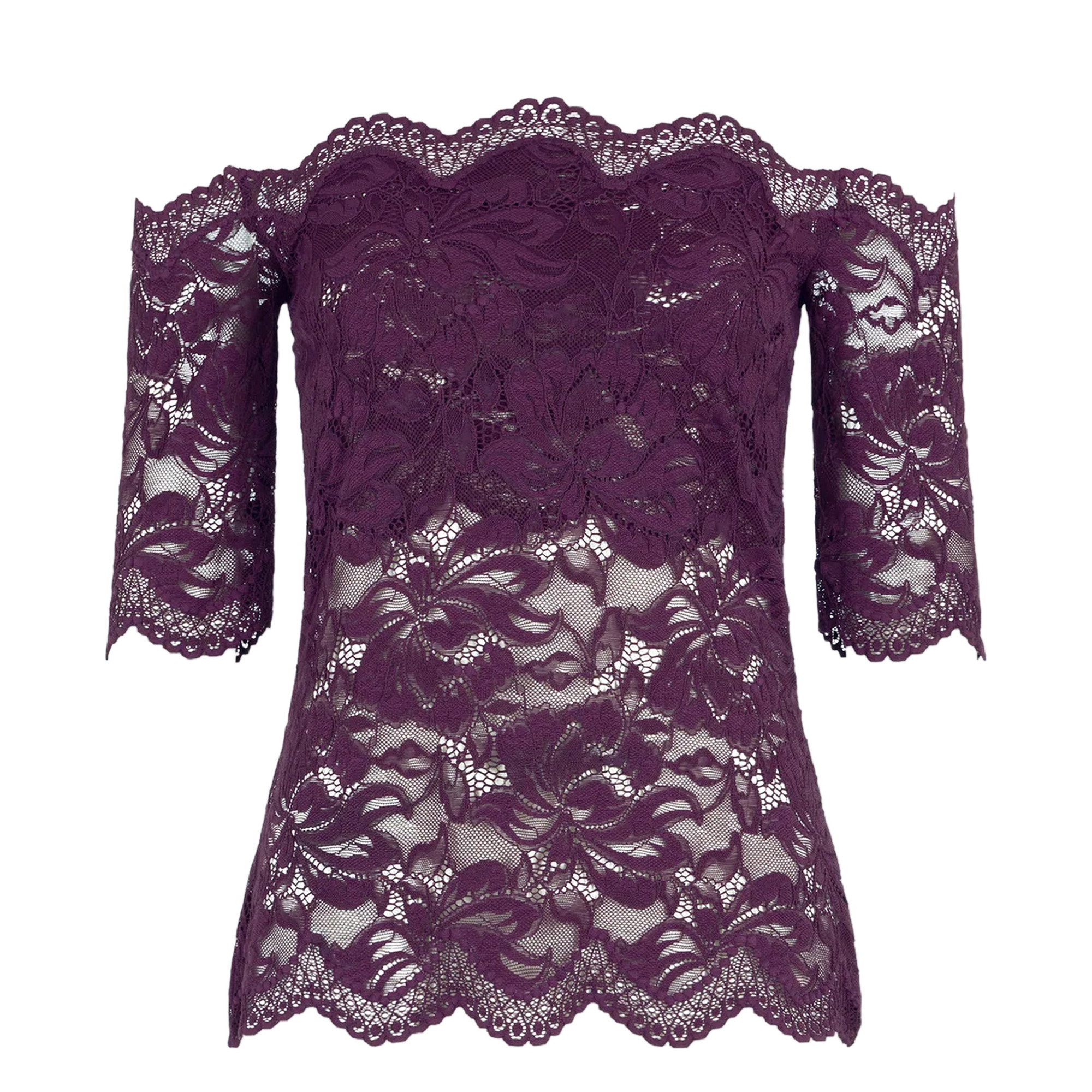 Short Sleeve Off-The-Shoulder Lace Top