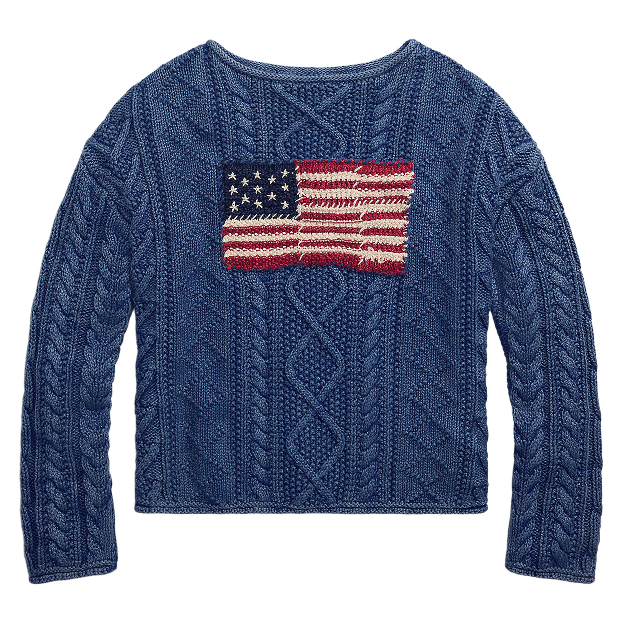 Long Sleeve Cotton-Linen Flag Sweater