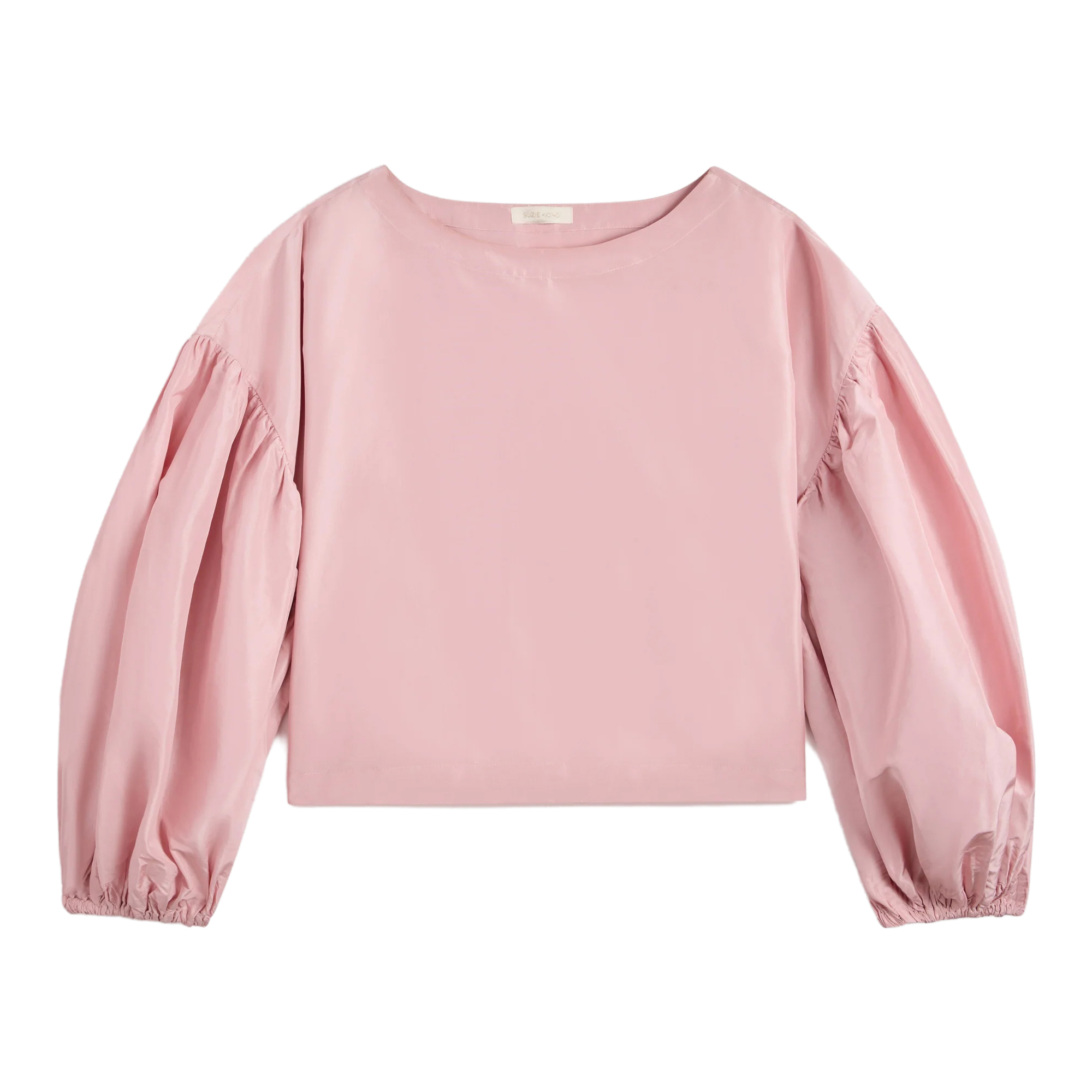 Balloon Puff Sleeve Silk Taffeta Top