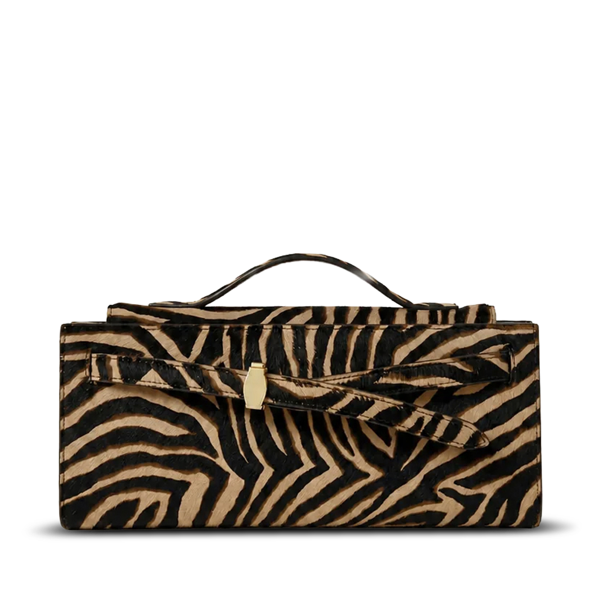 Zebra-Print Calf Hair Dash Clutch