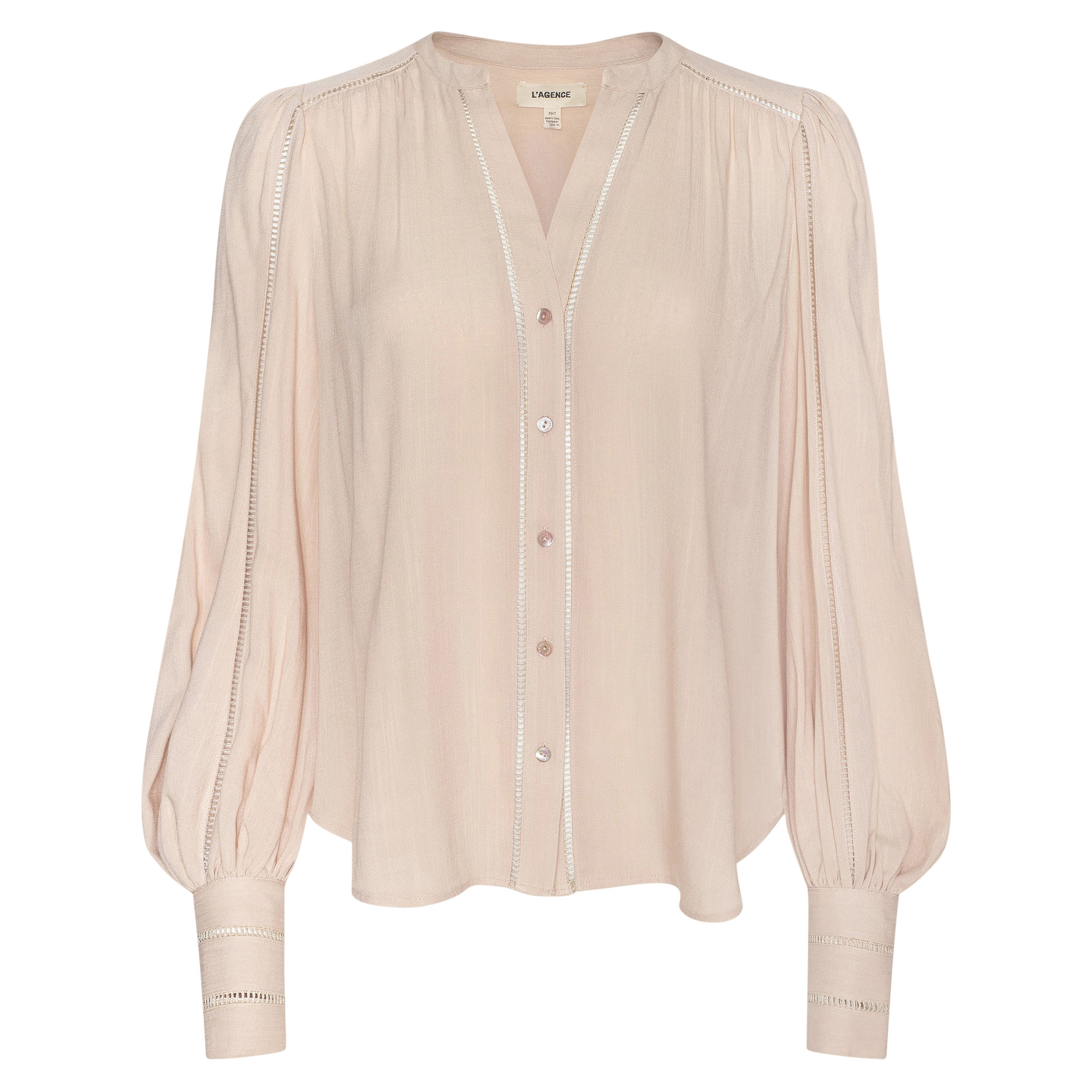 Kiera Long Sleeve Ladder Trim Blouse