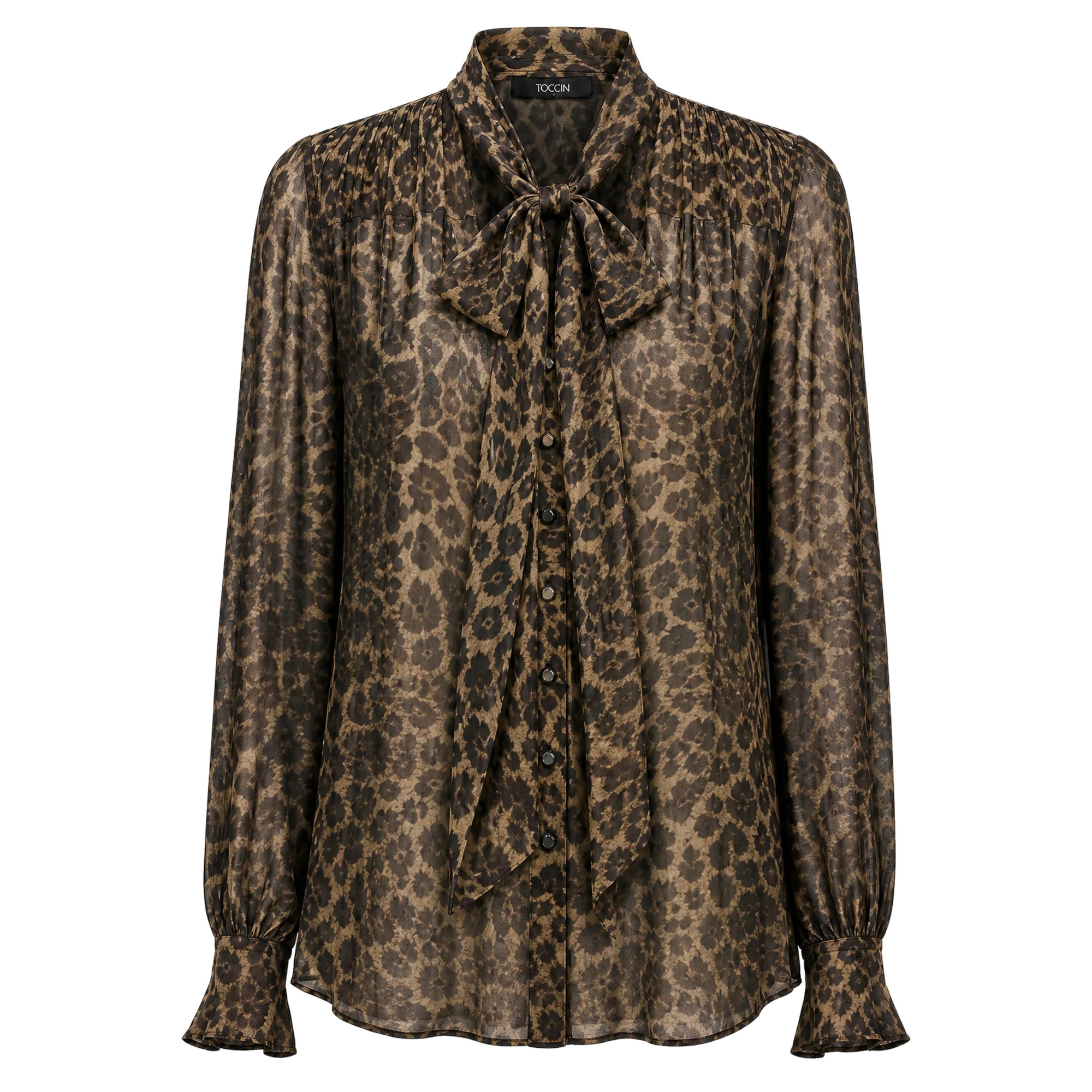Kaila Tie Neck Button-Front Blouse