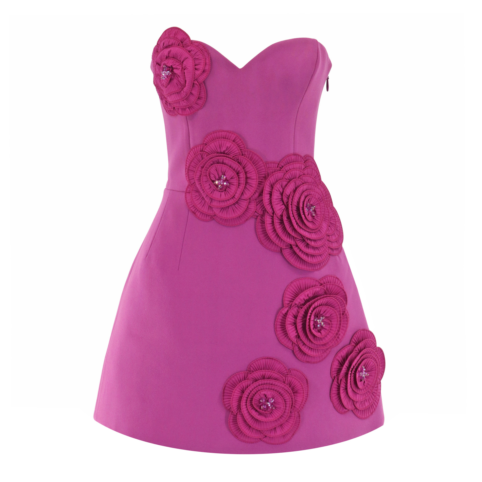 Gia Strapless 3D Floral Mini Dress