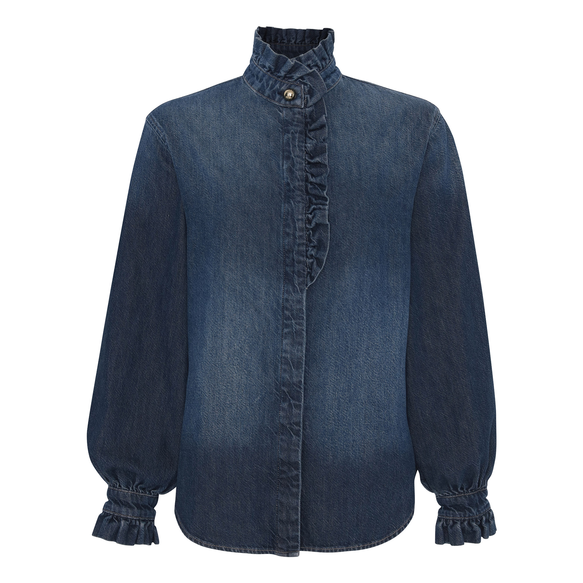 Ruffle Denim Shirt