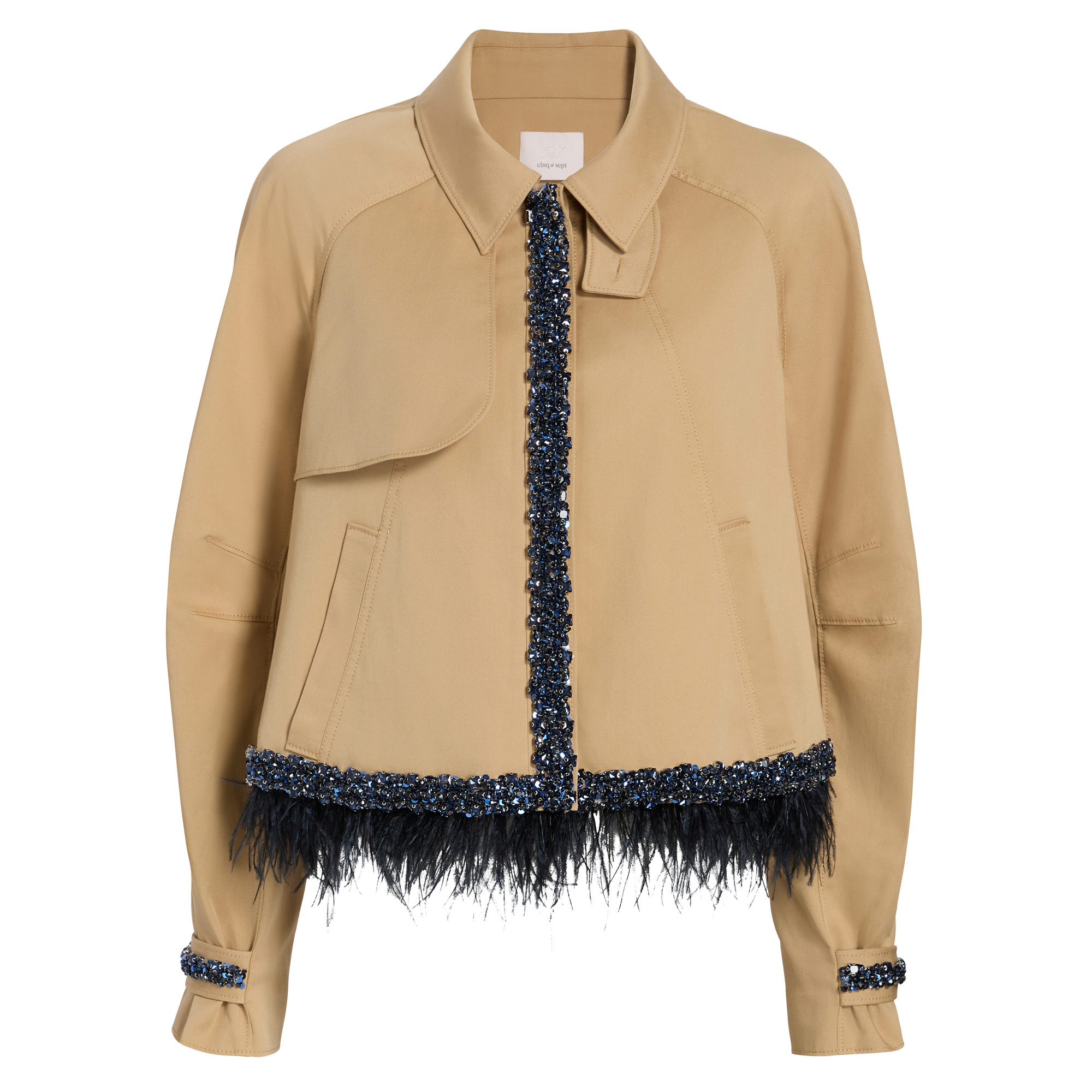 Carmila Feather Trim Sequin Detail Jacket