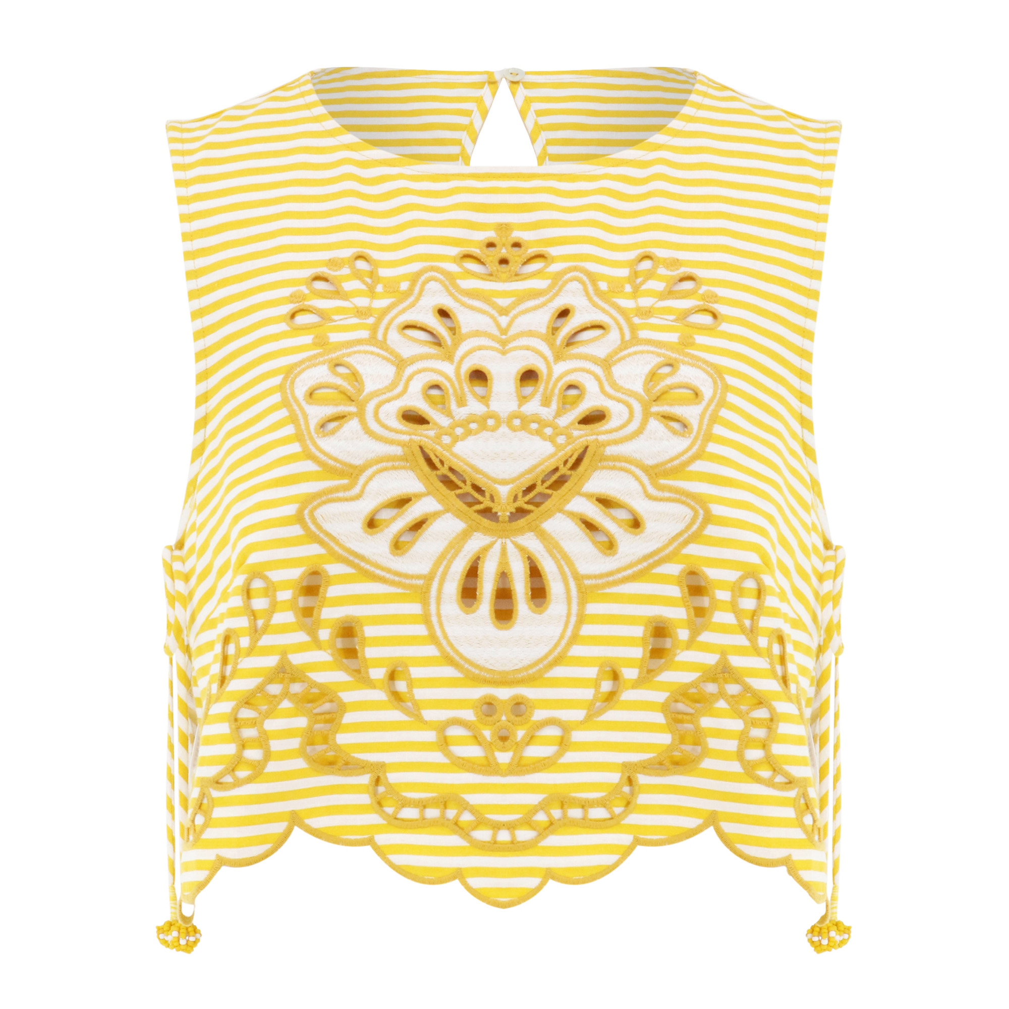 Bicolor Stripes Richelieu Crop Top