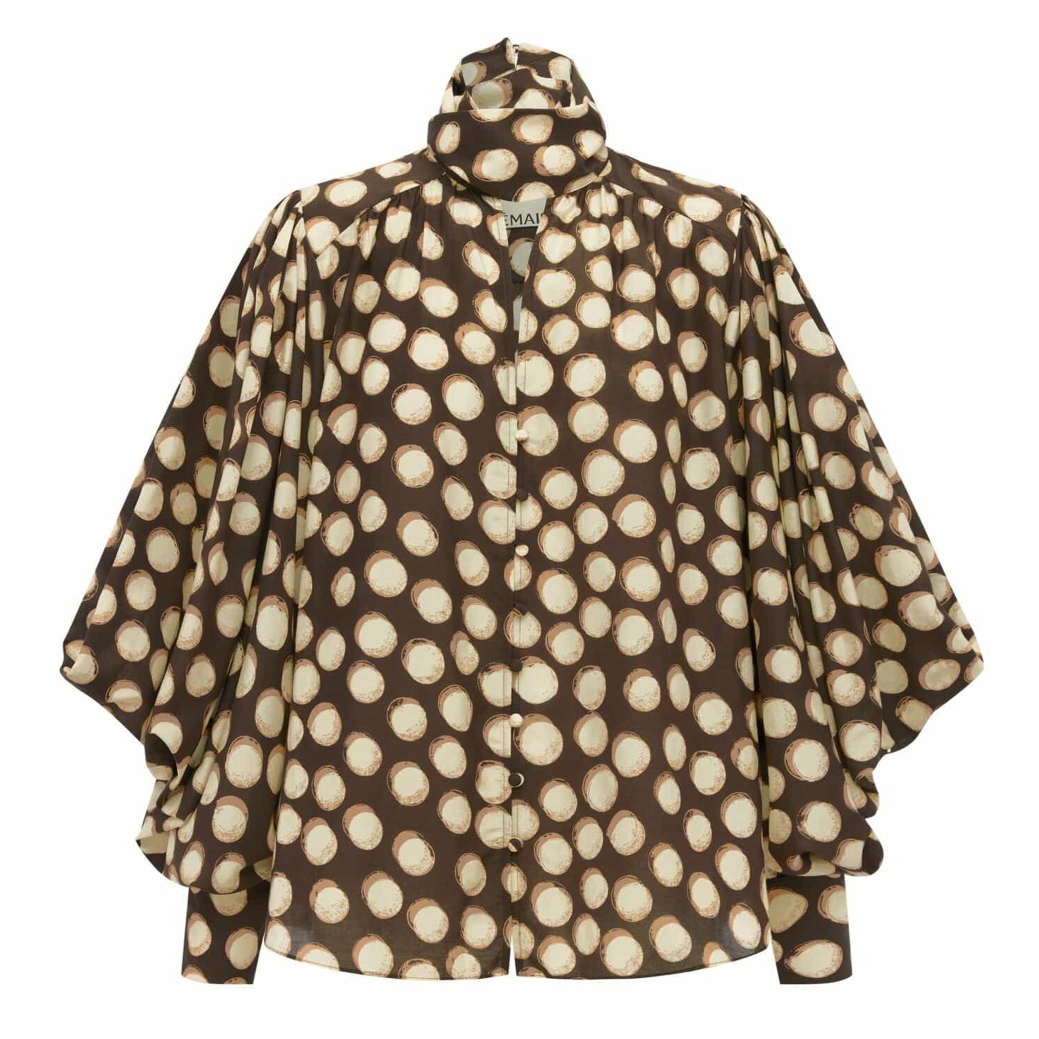 Paula Long Sleeve High Neck Keyhole Blouse