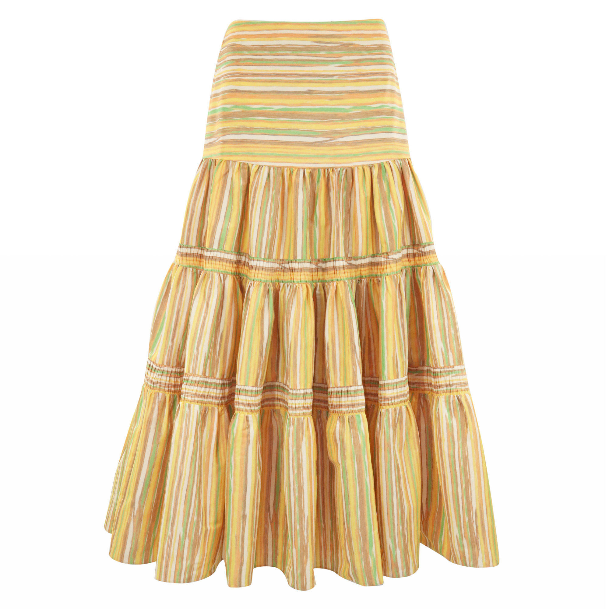 Elaina Stripe Tiered Midi Skirt