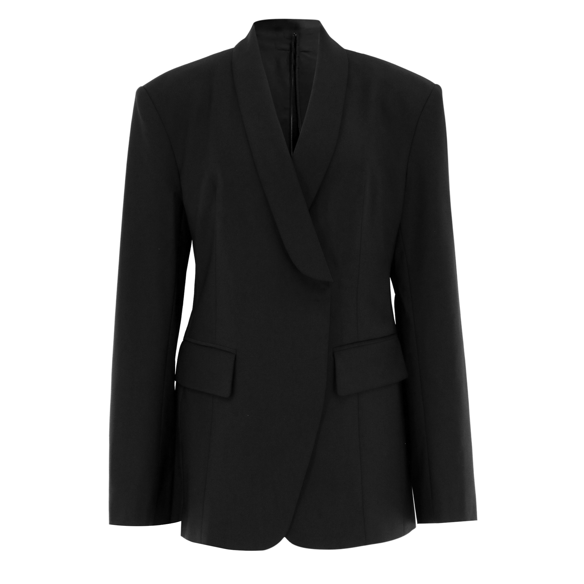 Recycled Tropical Wool Tuxedo Zip Blazer