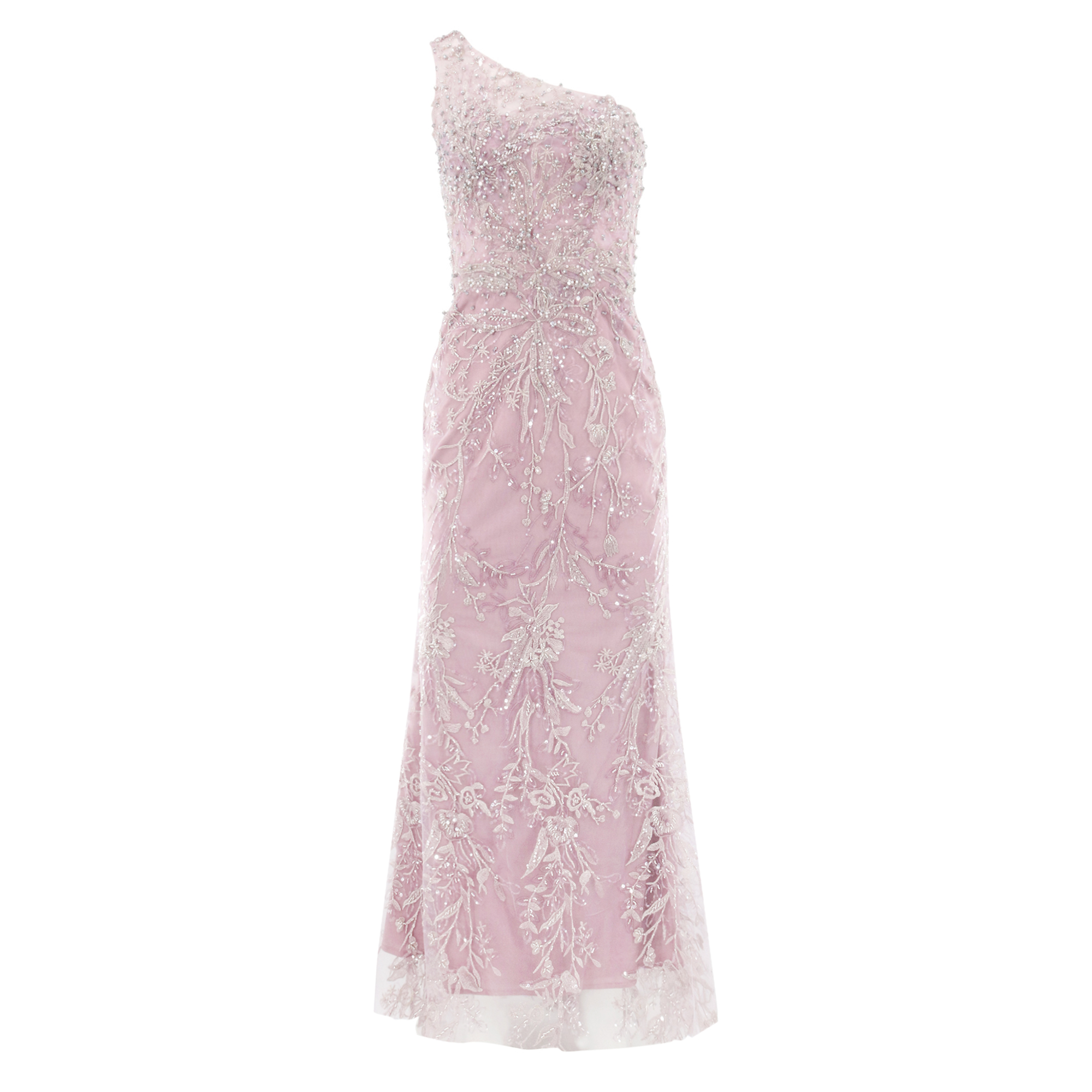 Beaded One Shoulder Evening Gown