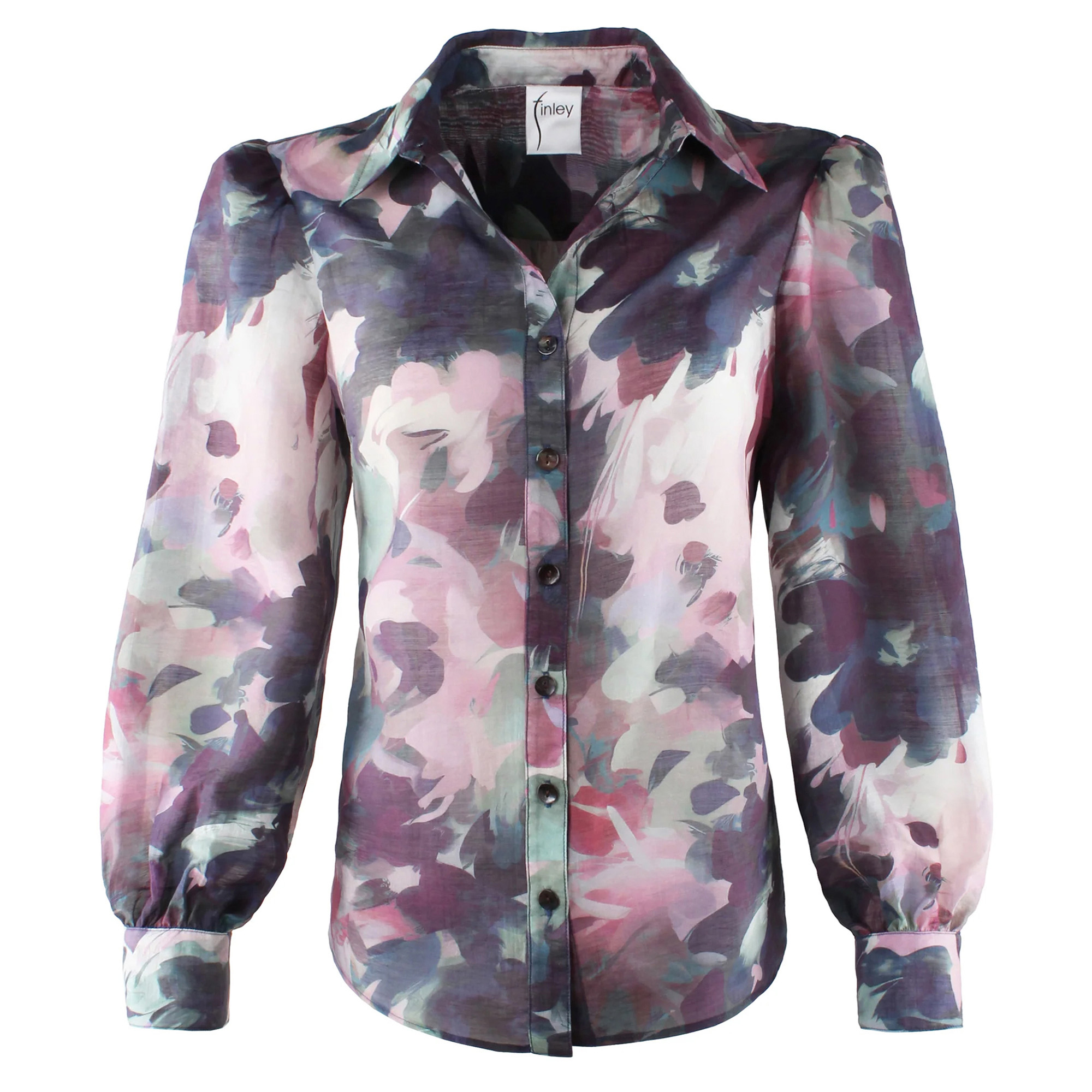 Collette Long Sleeve Watercolor Print Blouse