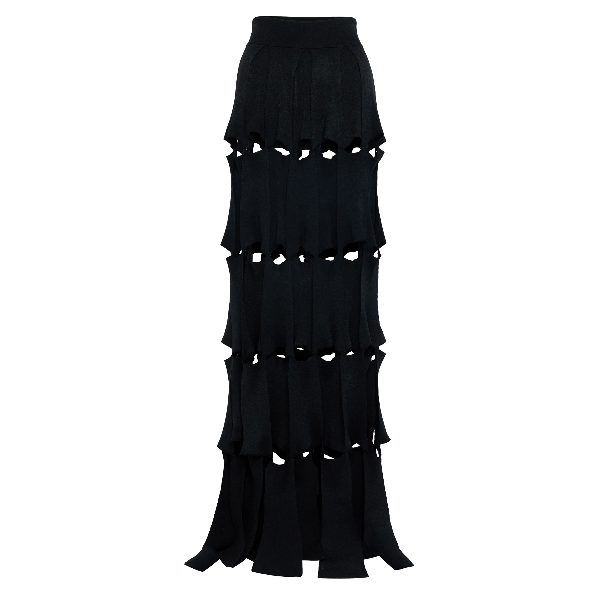 Laser-Cut Panelled Maxi Skirt