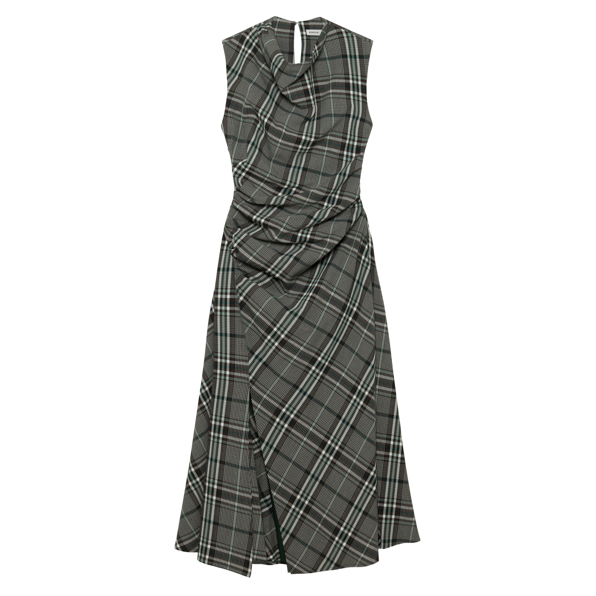 Burke Sleeveless Draped Plaid