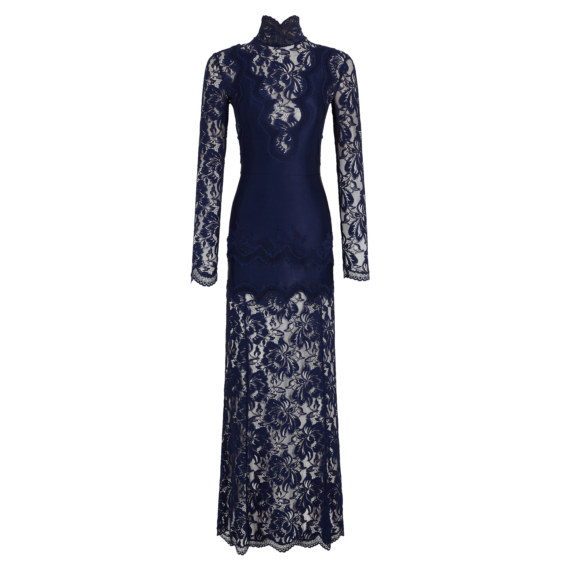Long Sleeve High Neck Lace Maxi Dress