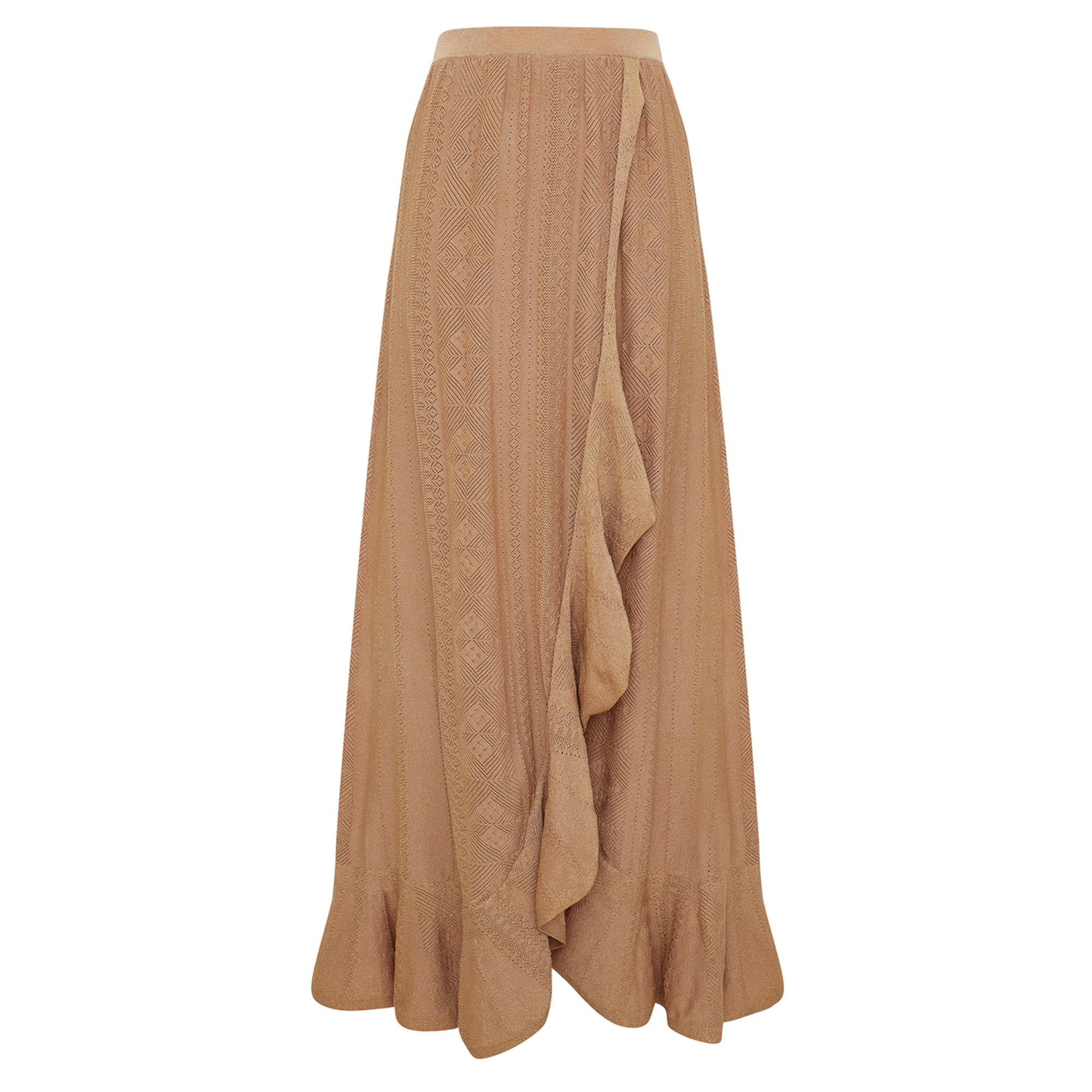 Aster Metallic Pointelle Knit Midi Skirt