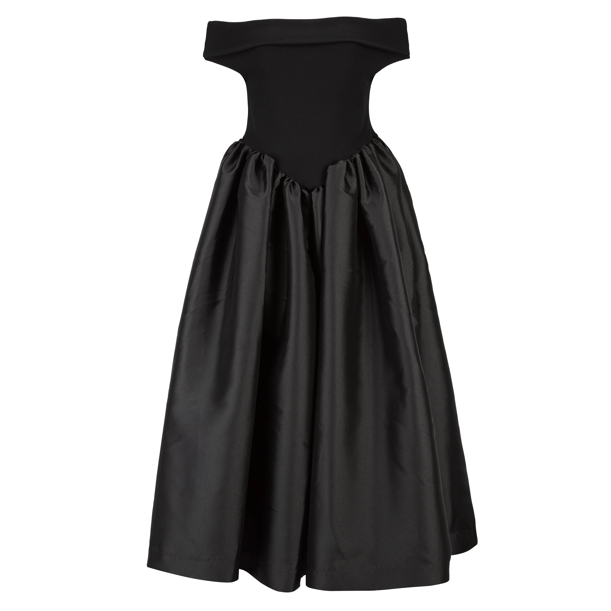 Heavy Satin Off-The-Shoulder Puff Skirt Princess Dress
